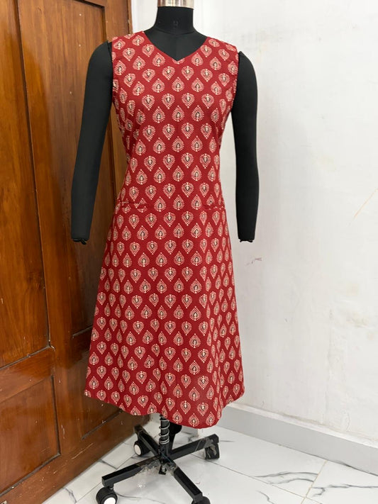 Jaipur A line Dress Deep Maroon