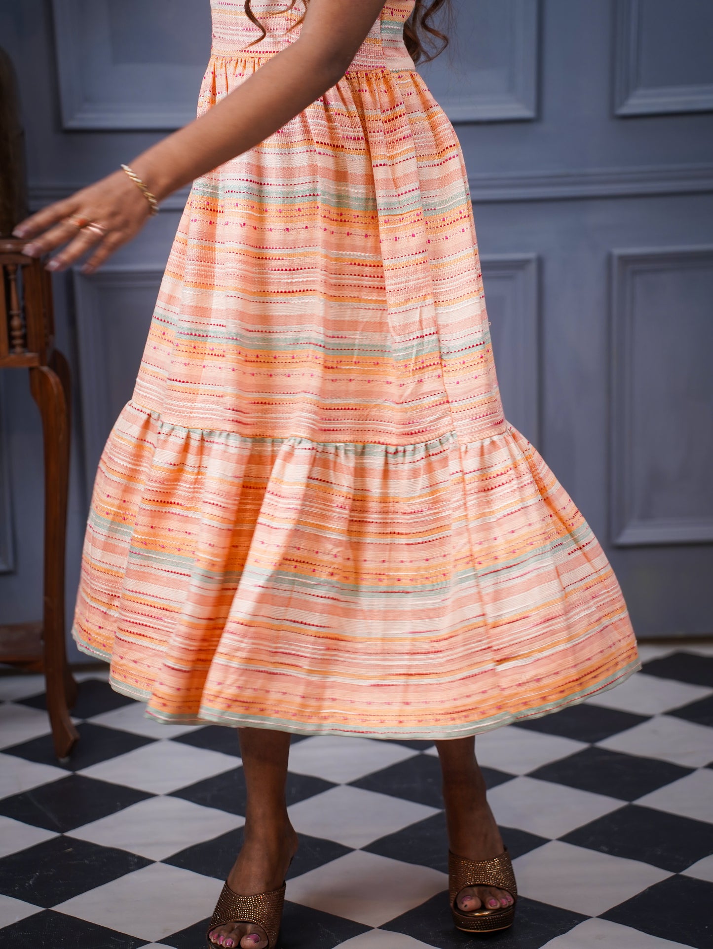 Santorini Sunset Stripes Strap maxi