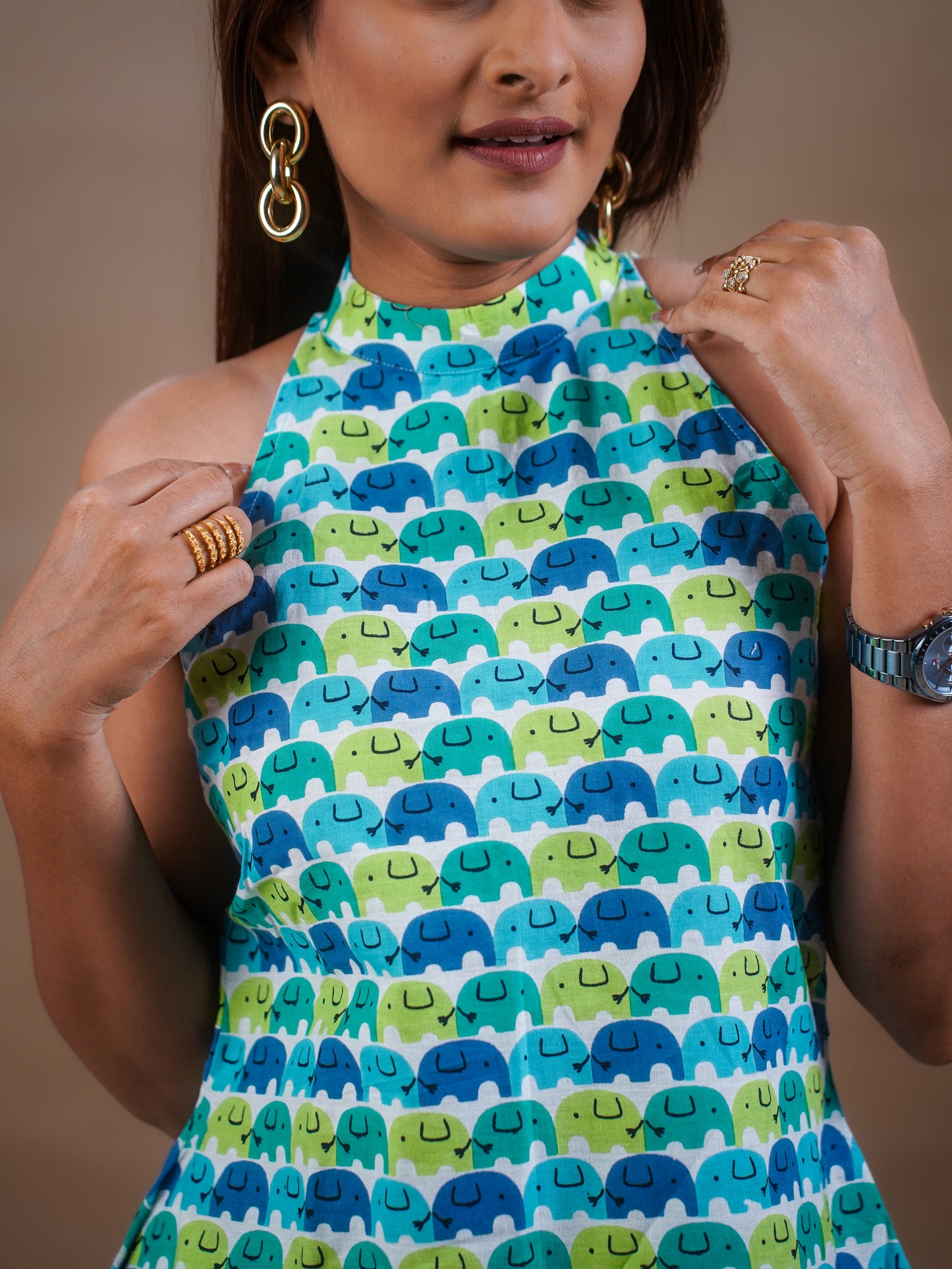 The Valencia Cotton Halter Neck Dress