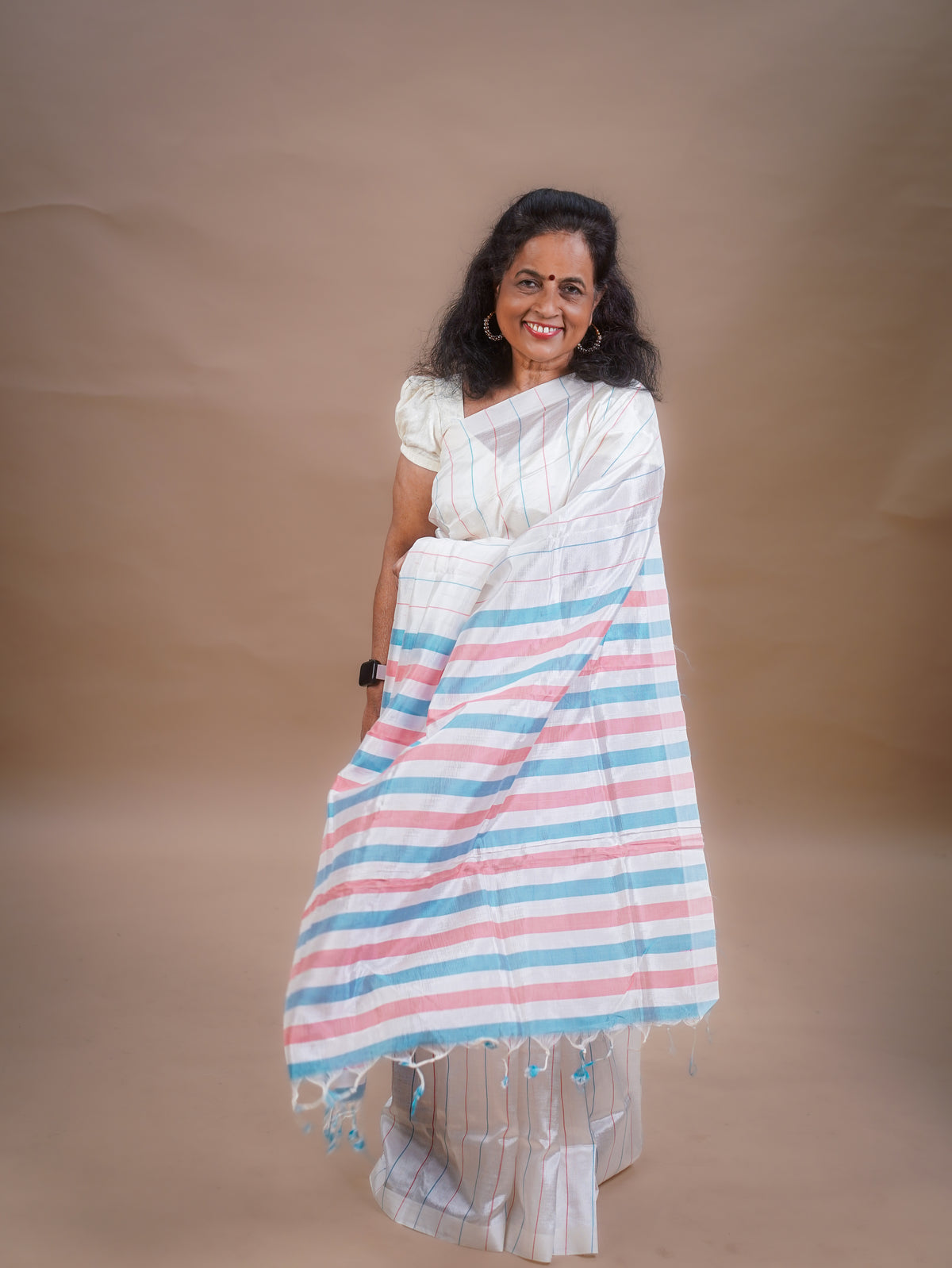 Striped Mangalagiri Silk Cotton Saree