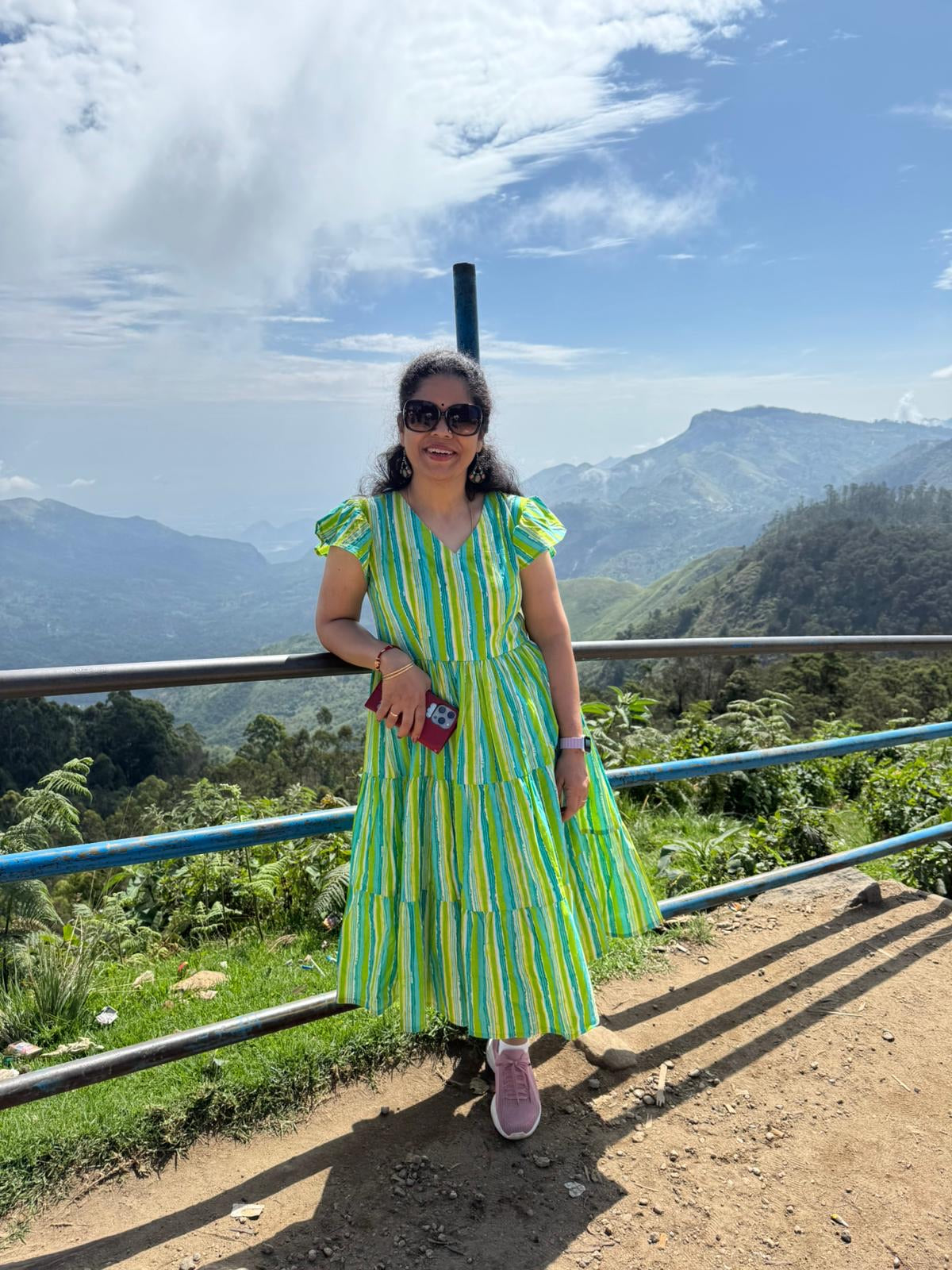 Santorini Stripe layered midi dress