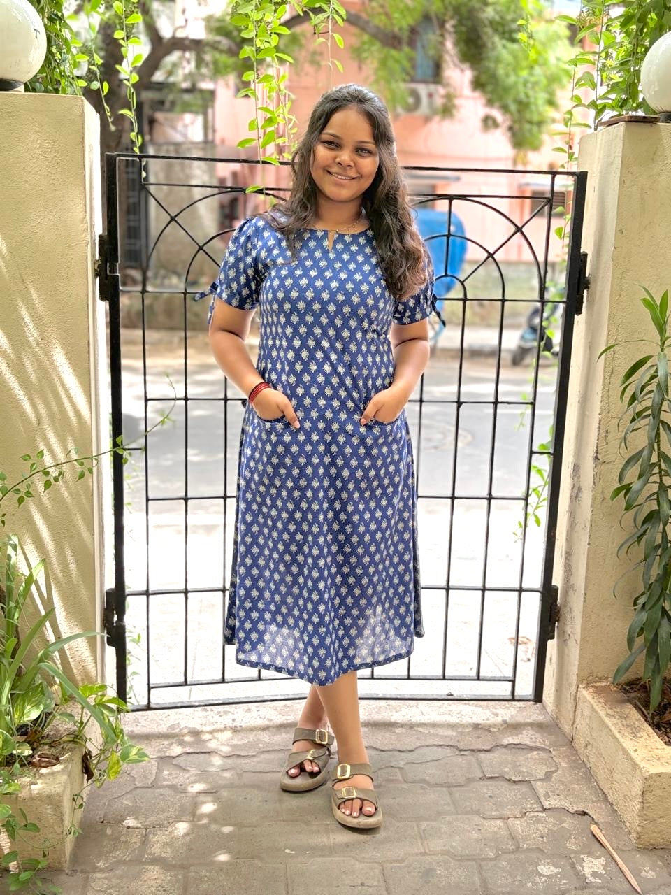 Jaipur A line dress Indigo Blue