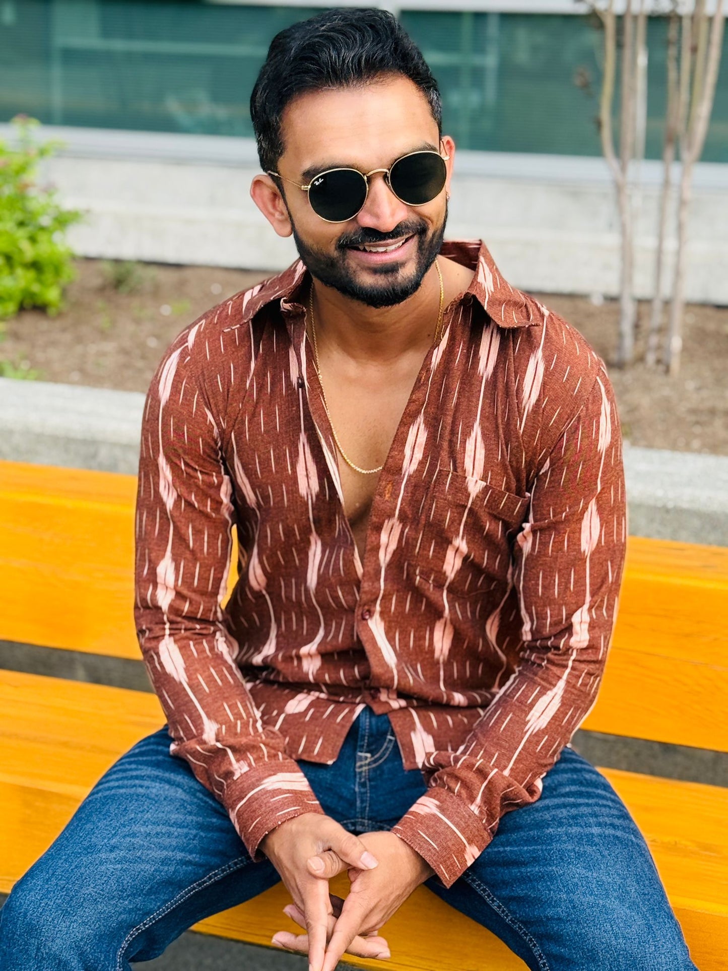 Men's Full sleeve regular shirt brown