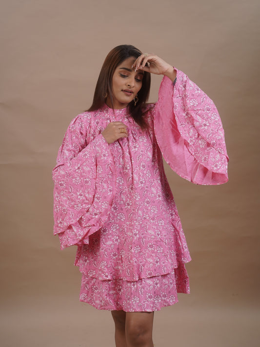 Romanian Ruffle sleeve Mini Dress