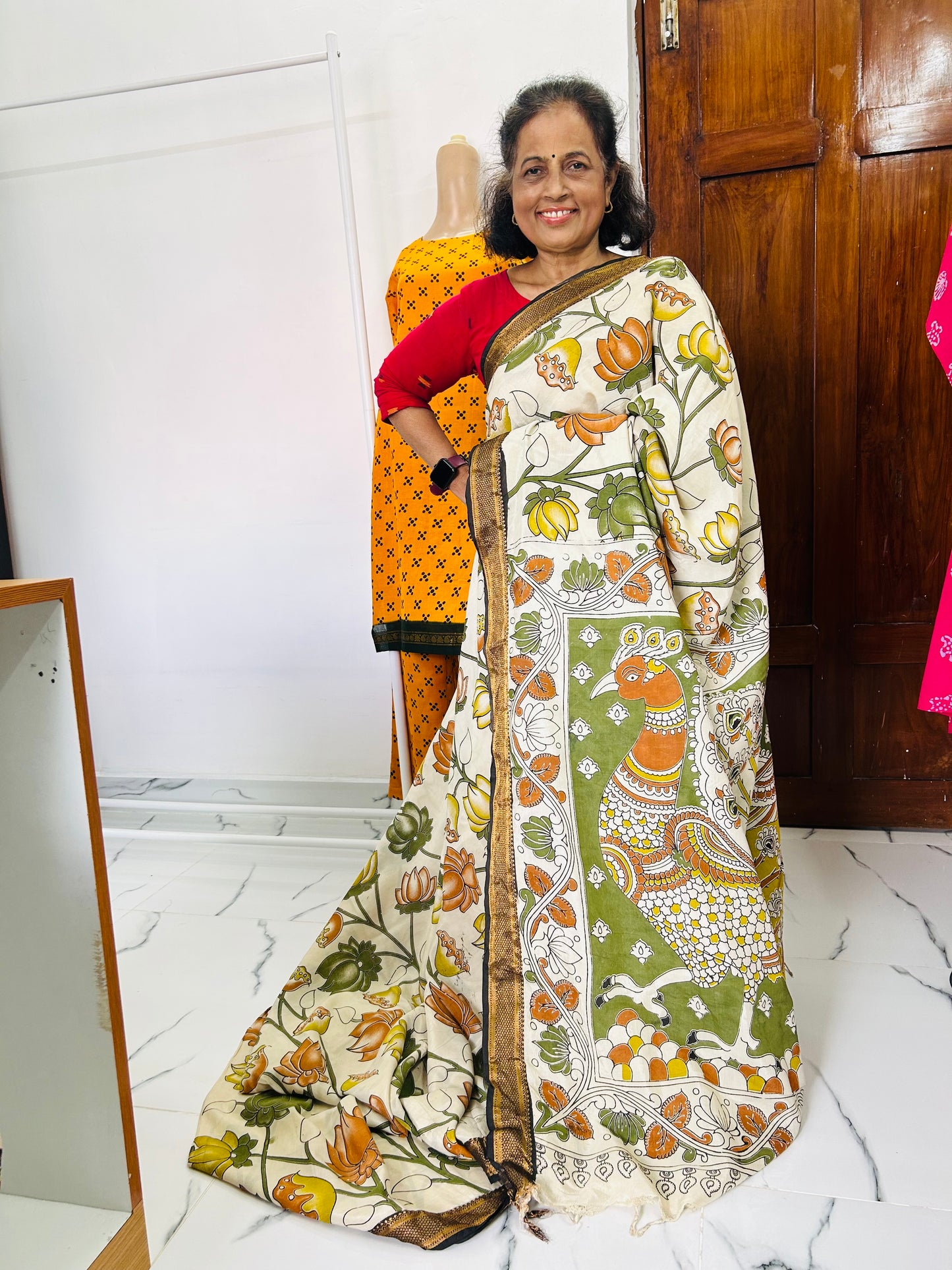 Nizam Border Kalamkari Silk Saree