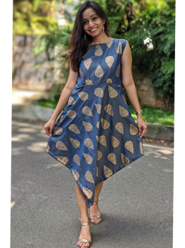 Bermuda Triangle Dress - Gray gold print