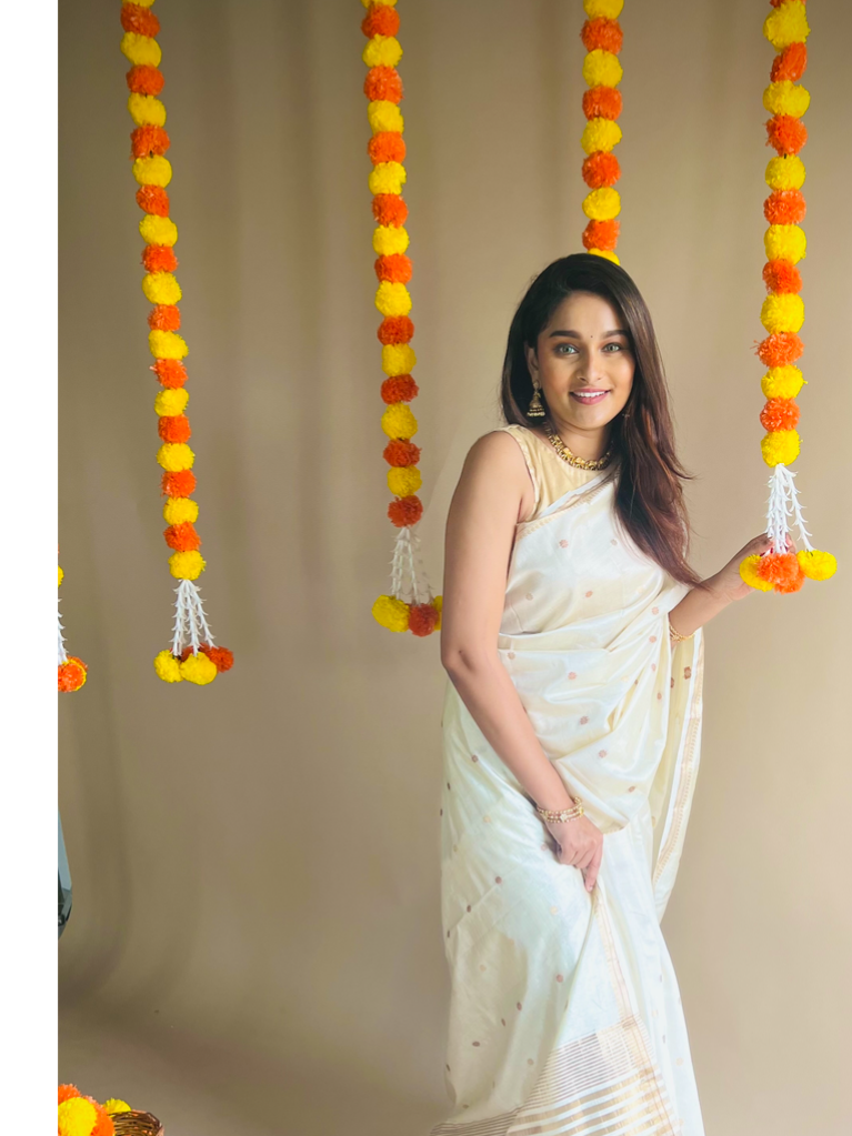 Samhita Raw Silk Saree - White