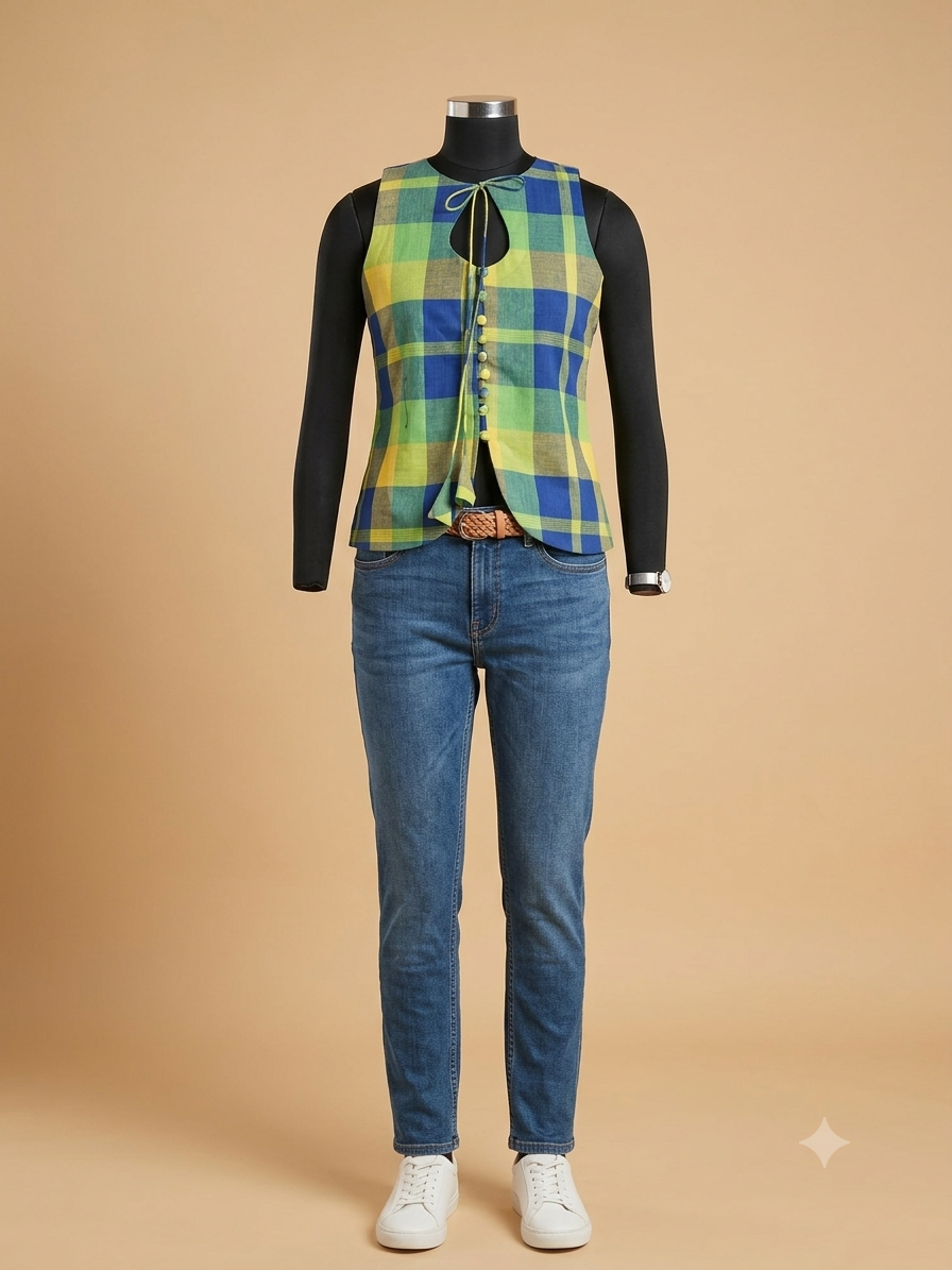 Chennai Multicolor Checkered Blouse or Top
