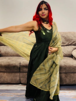 Turkish Delight Naxi Dress with Dupatta - Bottle Green