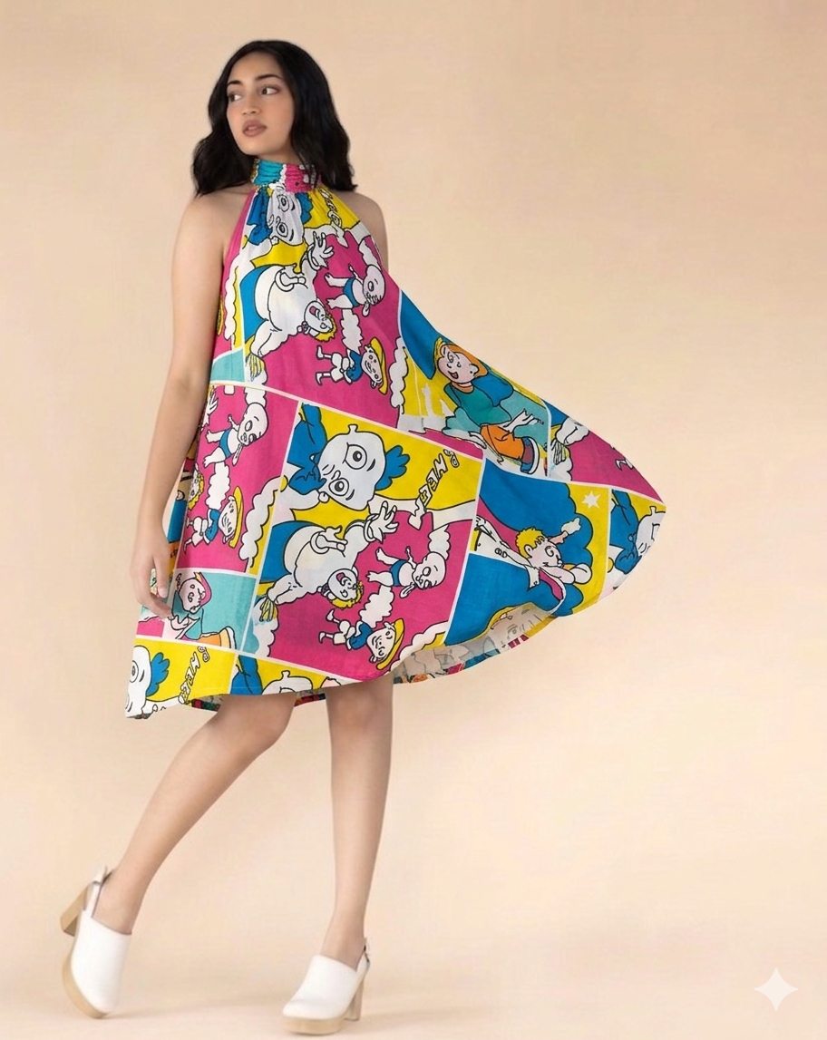 The Valencia Cotton Halter Neck Knee Length