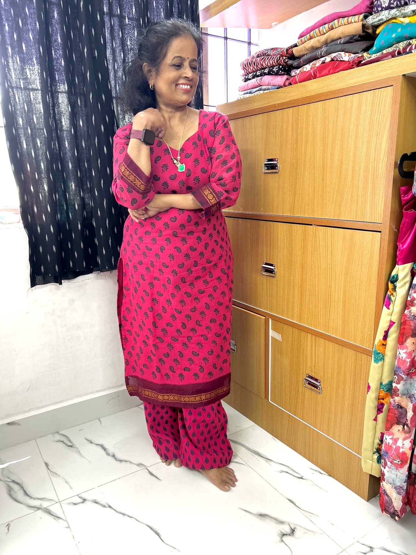 Madurai Sungudi Long Top with sleeves