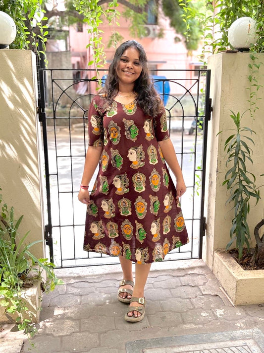 Jaipur A line Dress Gray and Brown