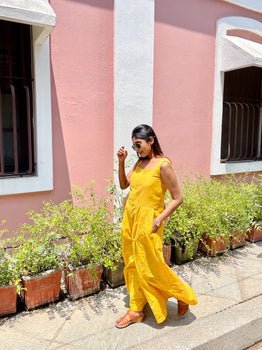 Tuta Palazzo Jumpsuit-Yellow