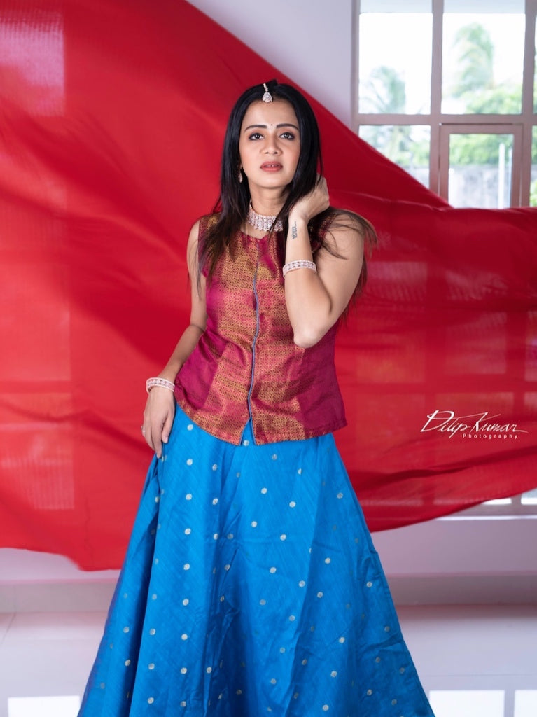 Classic Indian Skirt Set- Blue