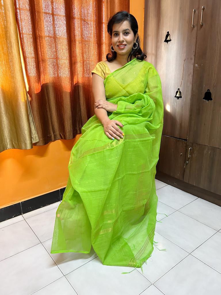 Silk Cotton Saree with Sequin lines II