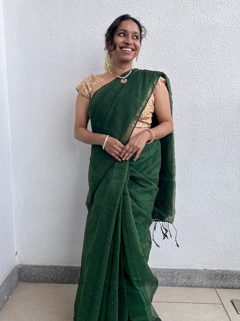 Silk Cotton Saree with Sequin lines II