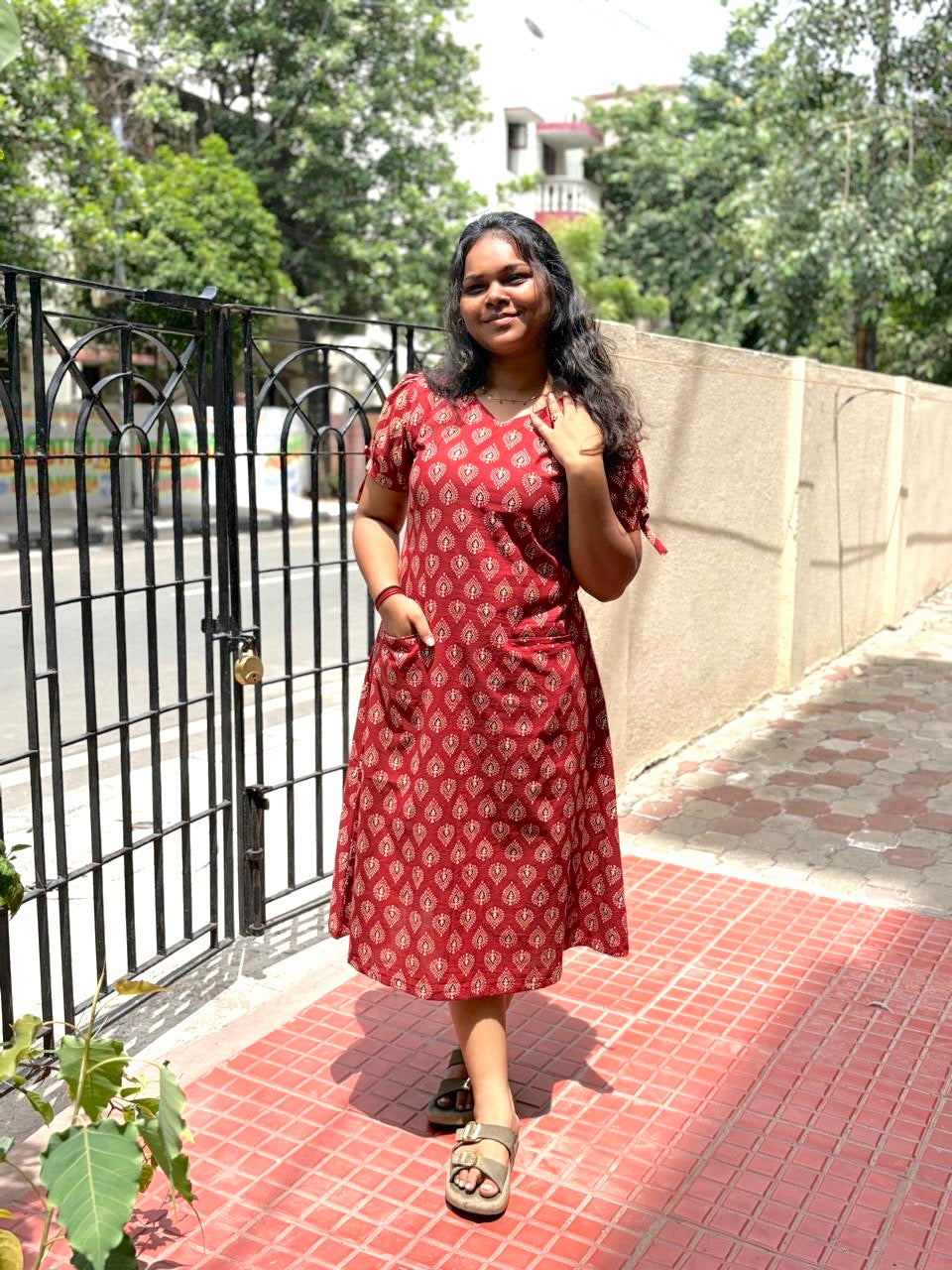 Jaipur A line Dress Deep Maroon