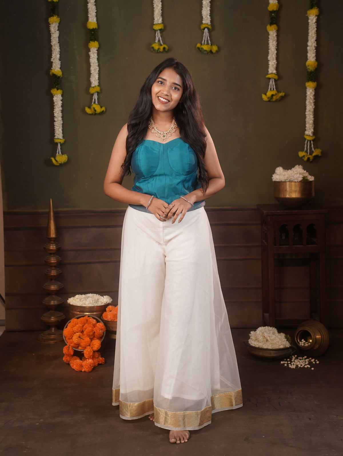 Festive Corsets with cream pant sleeveless
