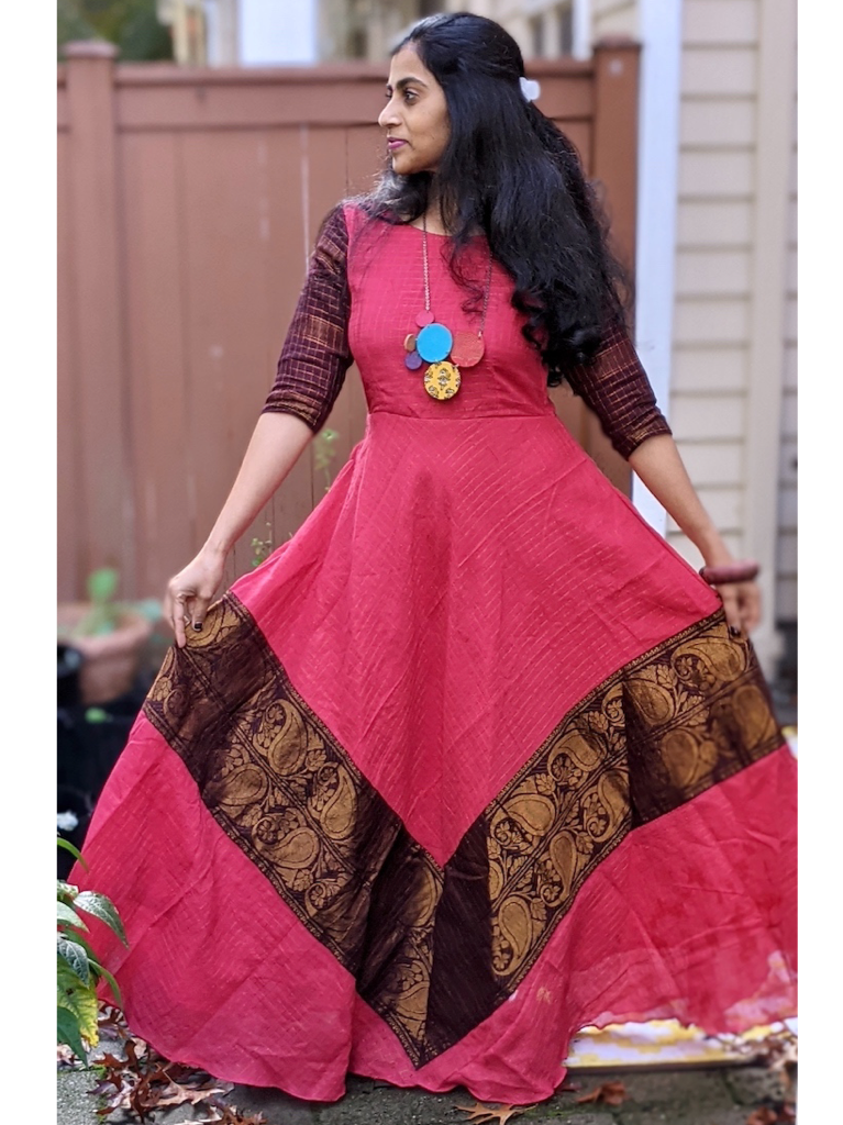 Madurai Sungudi Dress - Yellow Red