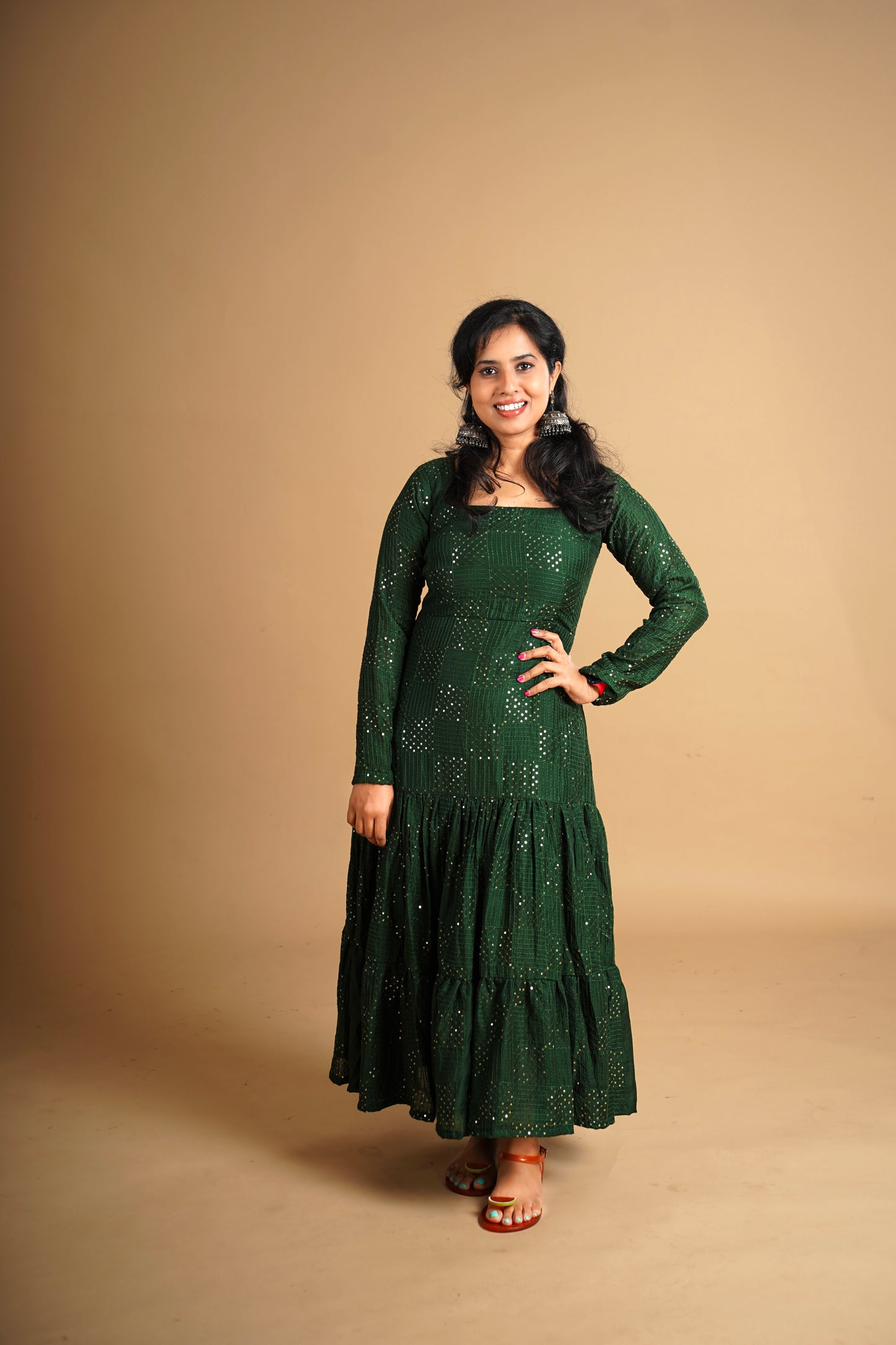 Silk Road Sequence Dress Green