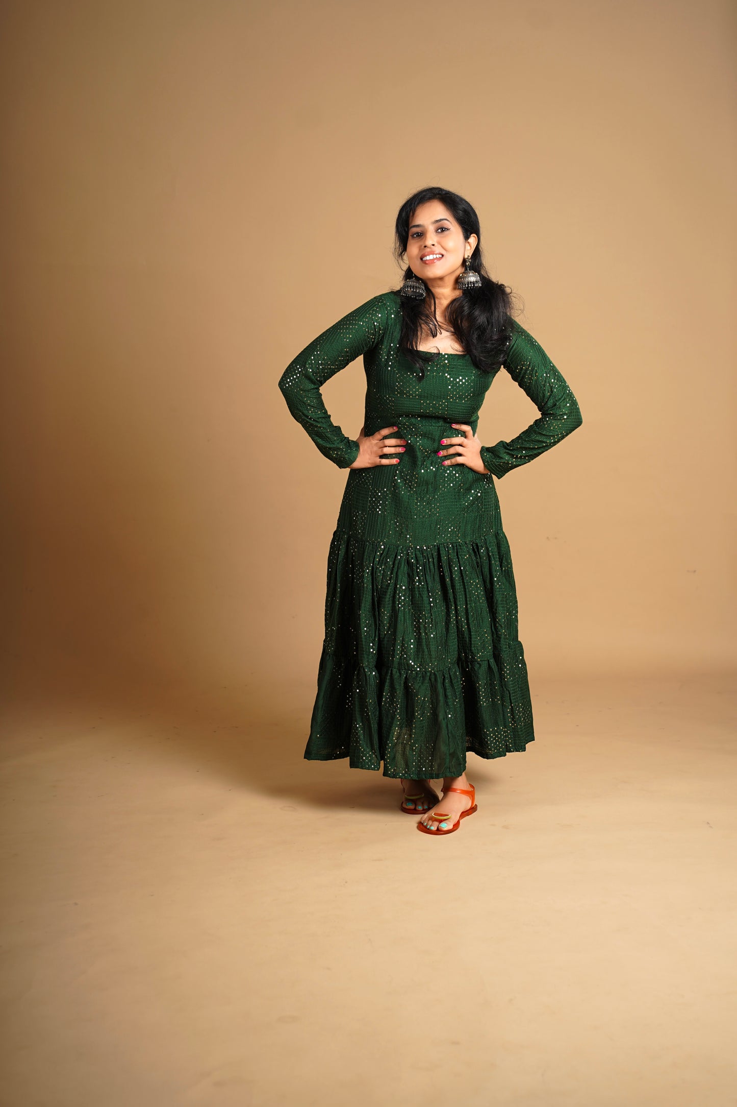 Silk Road Sequence Dress Green