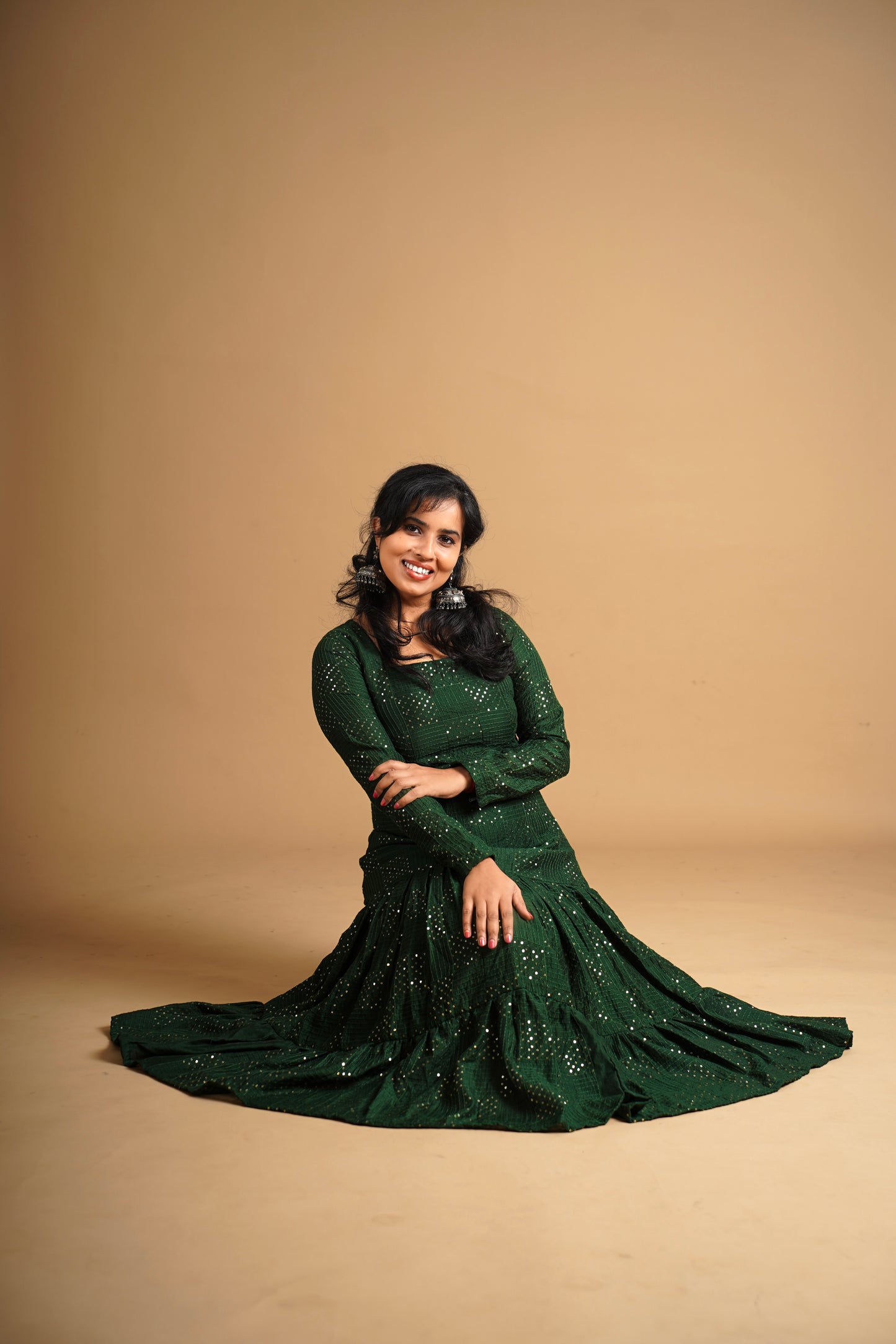 Silk Road Sequence Dress Green