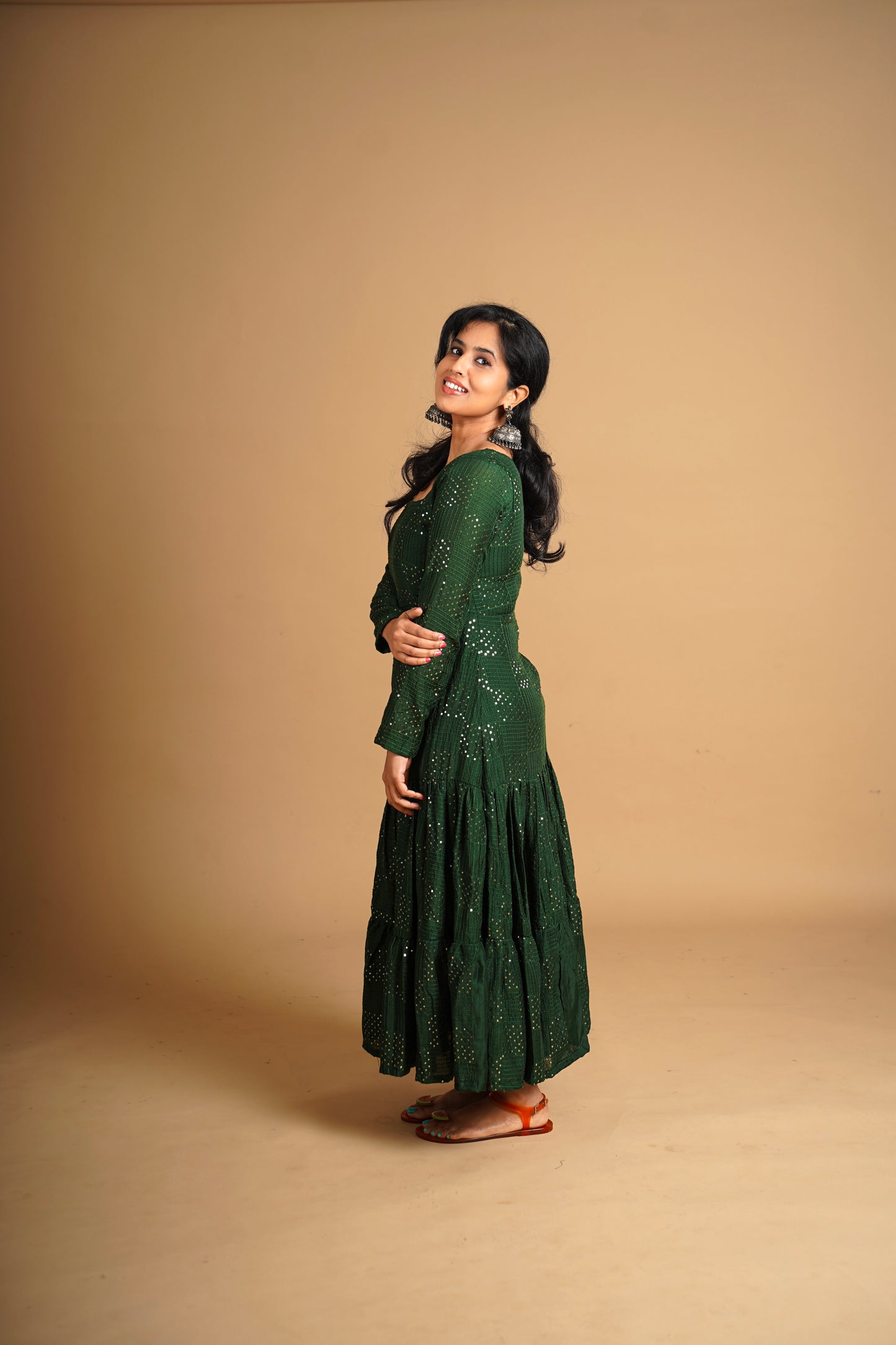 Silk Road Sequence Dress Green