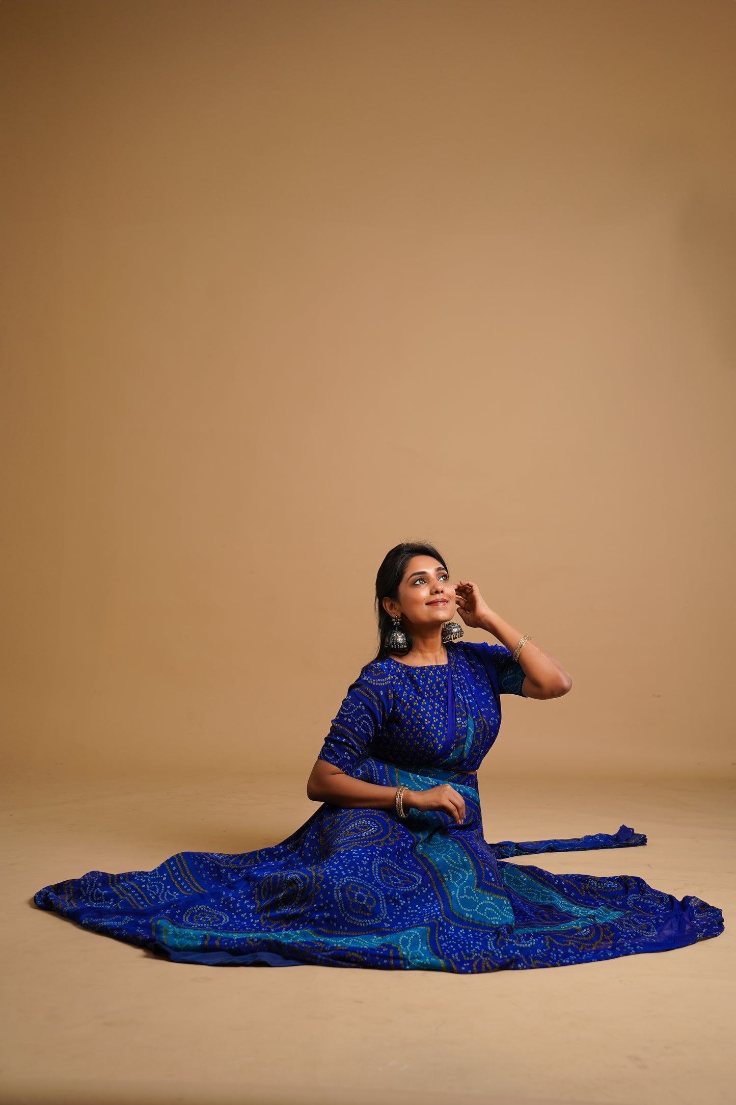 Bhandani Print Predraped Saree - Blue Seattle Store