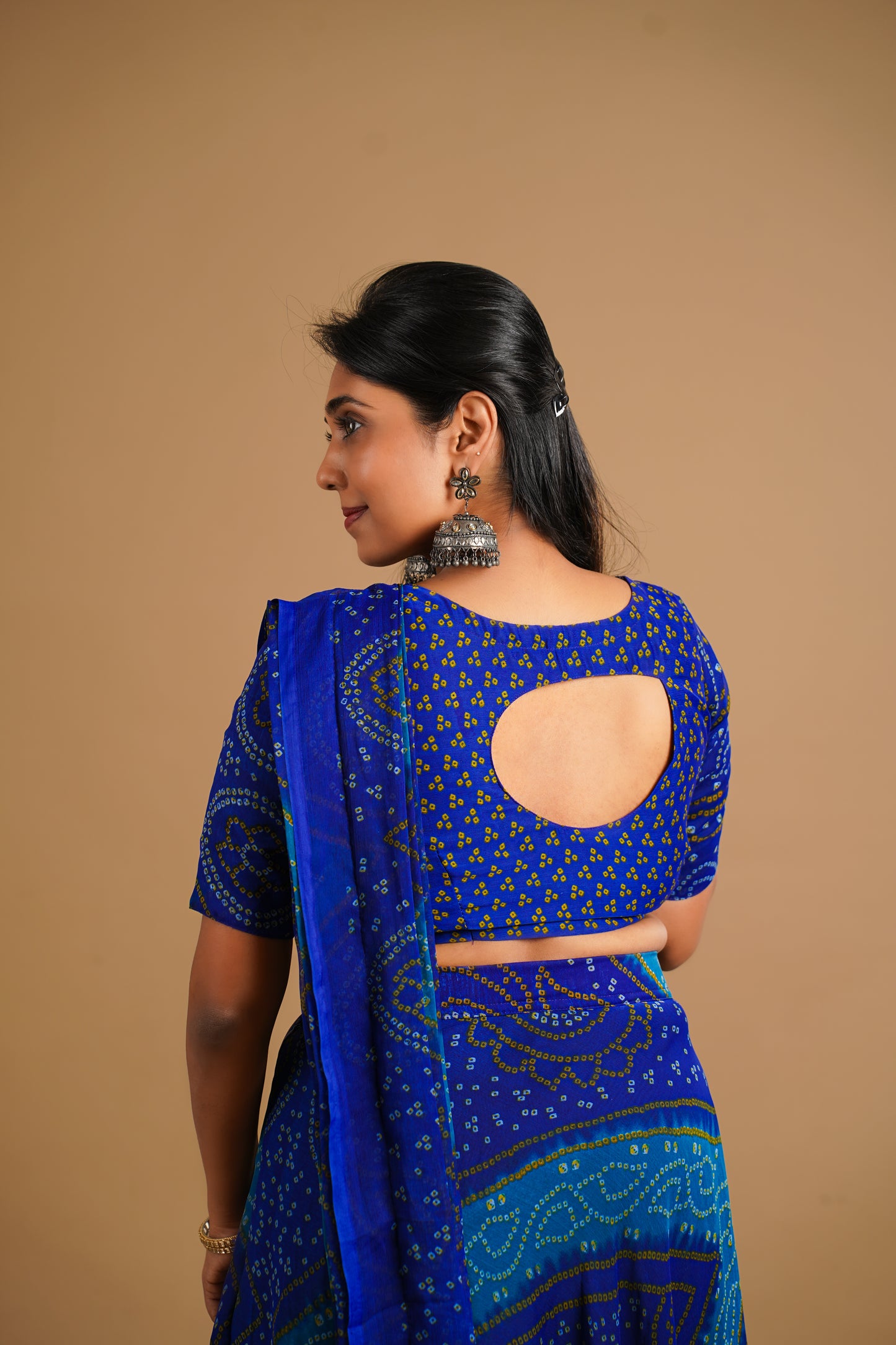 Bhandani Print Predraped Saree - Blue Seattle Store