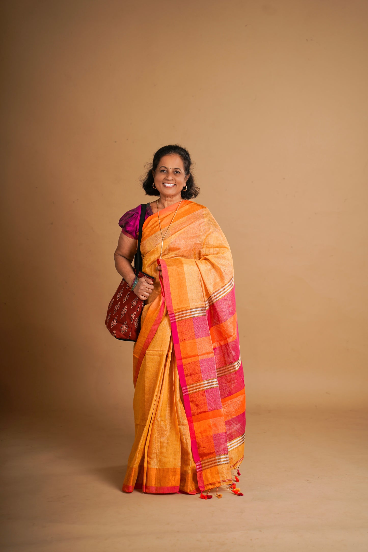 Yellow Semi Tissue Saree