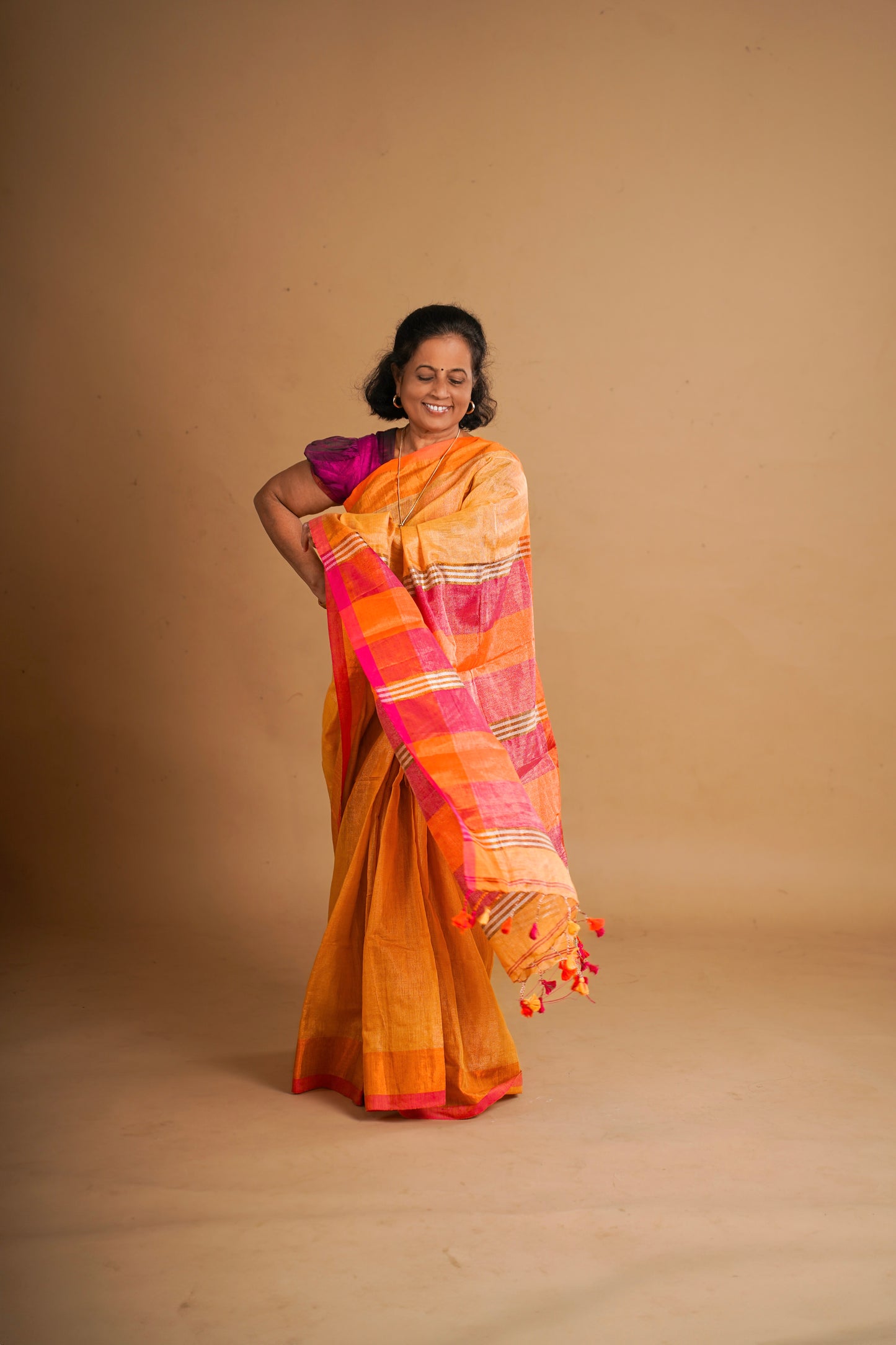 Yellow Semi Tissue Saree