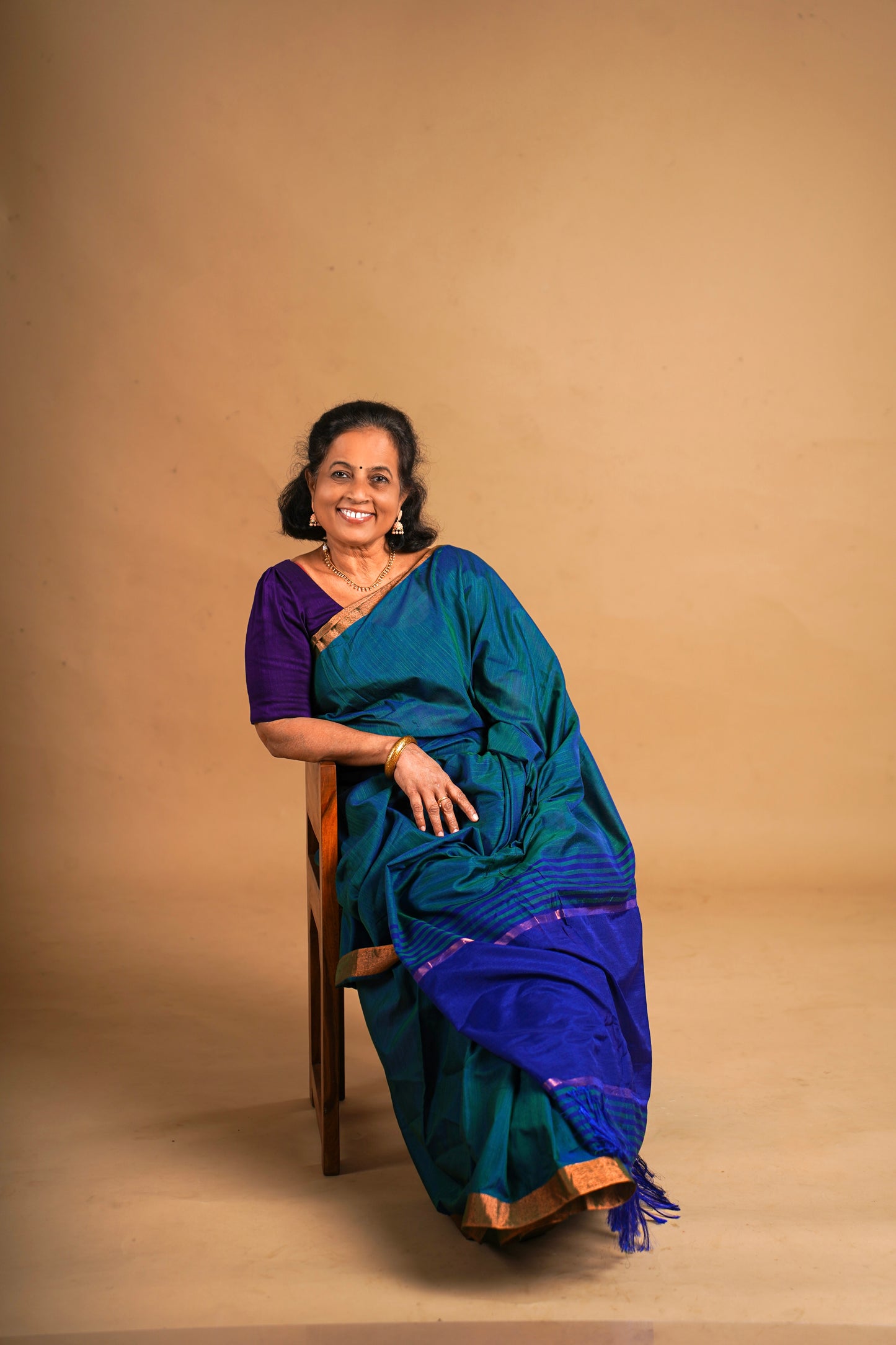 Ahana -  Anandha Blue Double Shade   Soft Silk Sree with Rayal Blue Blouse