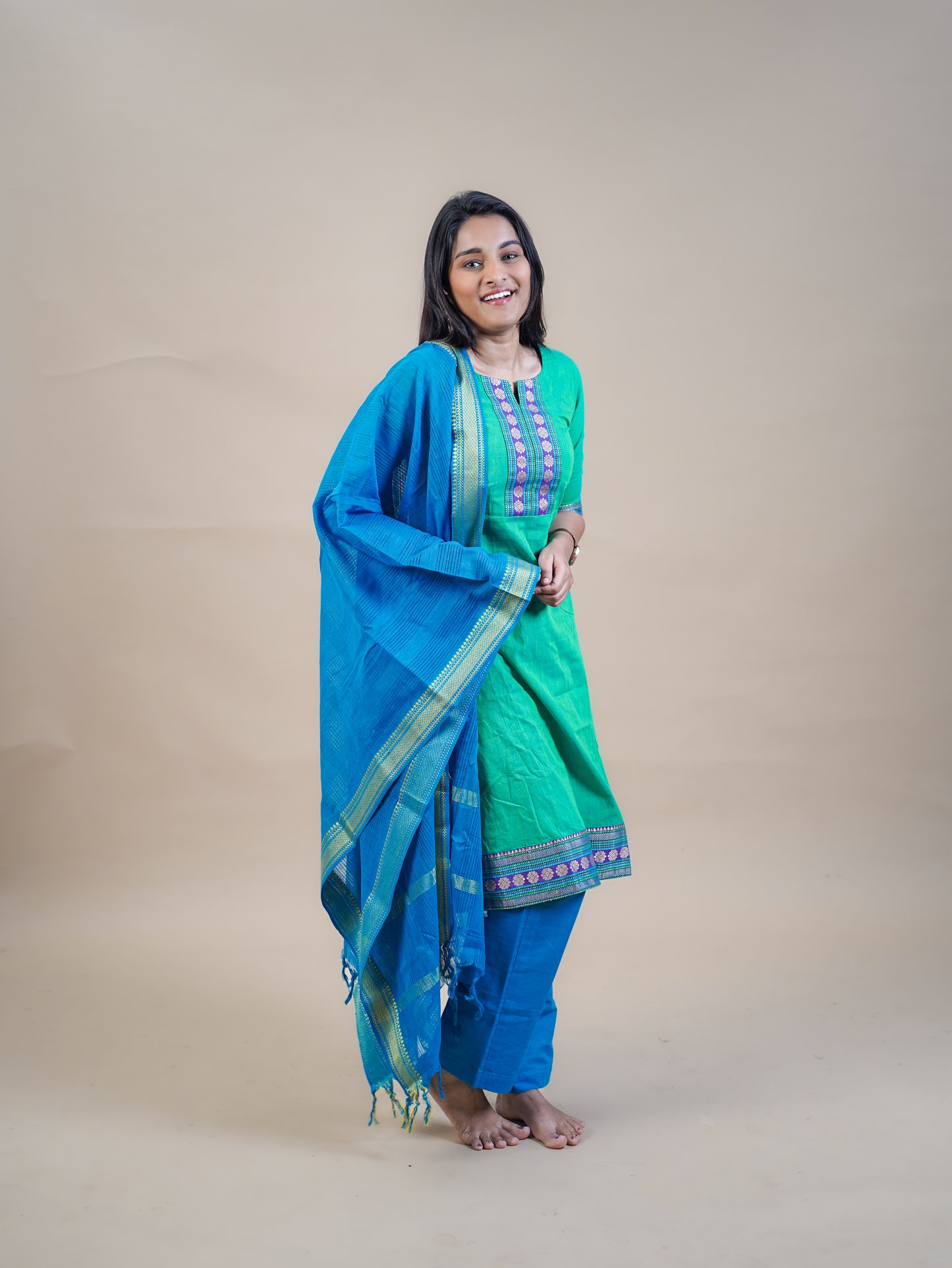 Mangalagiri Kurta Set with Dupatta