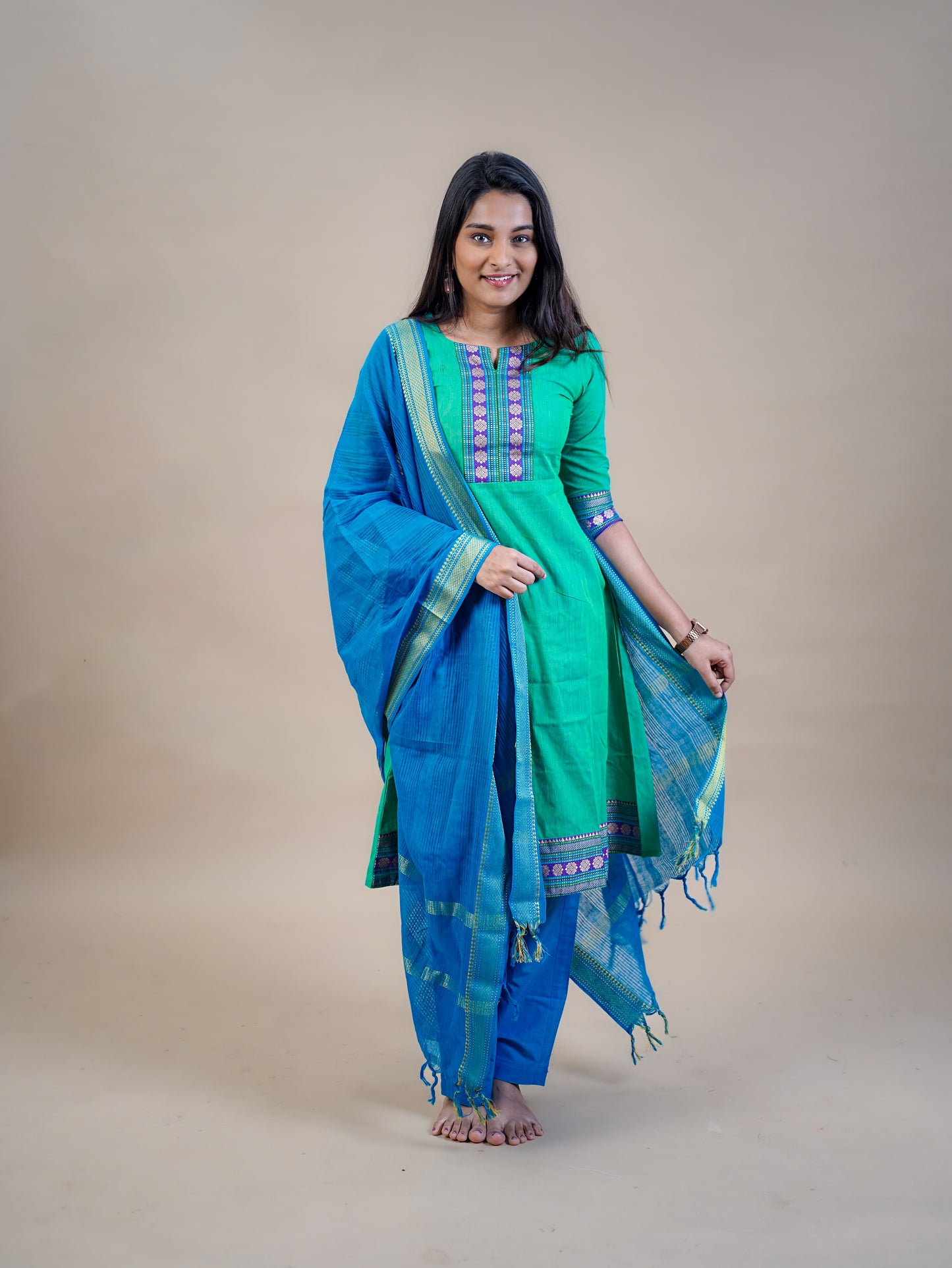 Mangalagiri Kurta Set with Dupatta