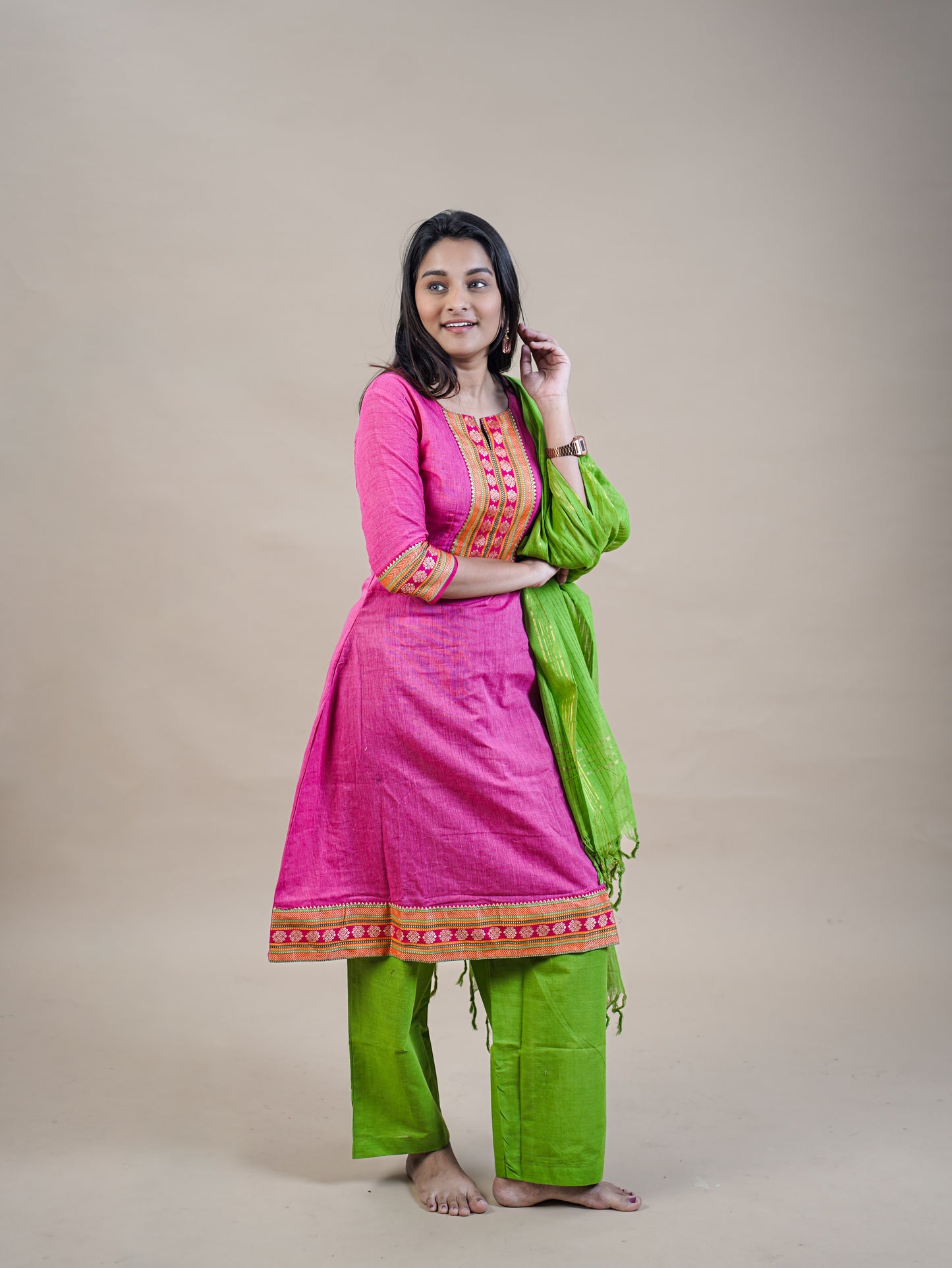 Mangalagiri Kurta Set with Dupatta