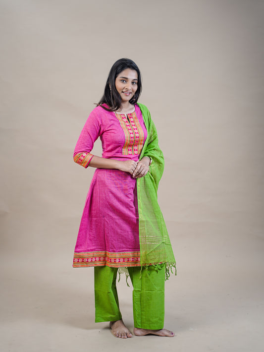 Mangalagiri Kurta Set with Dupatta
