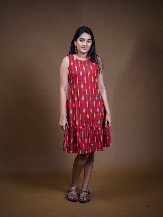 Romanian Ruffle  Ikkat Dress