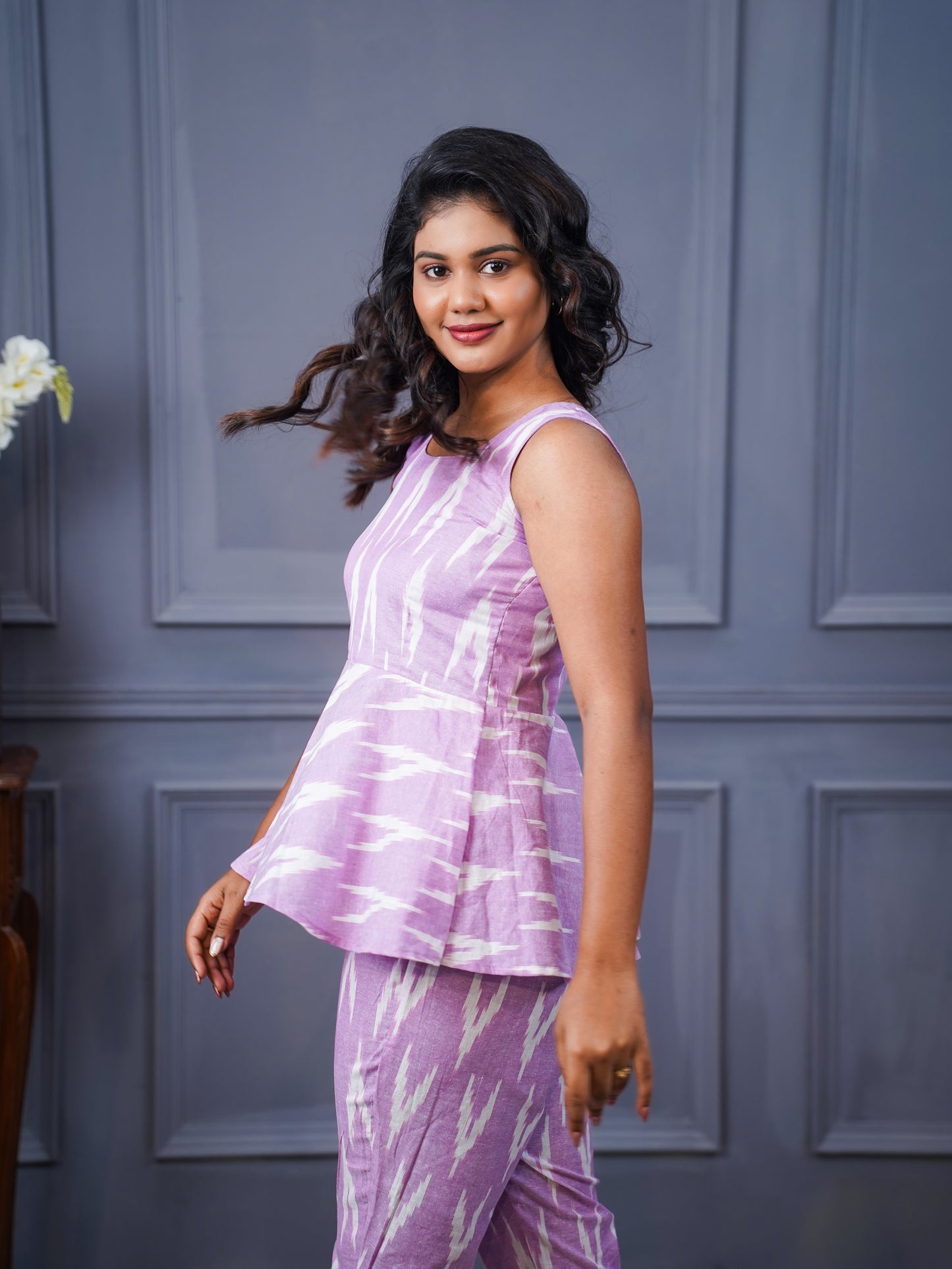 Lucknow Lavender Ikkat  Coords Set