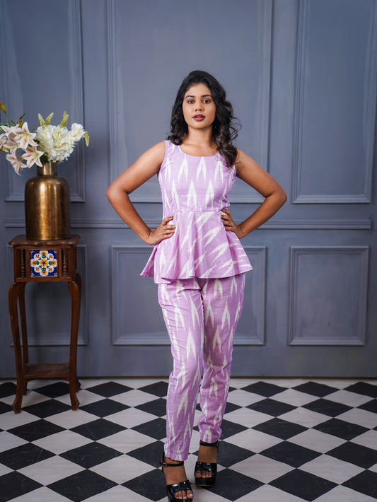 Lucknow Lavender Ikkat  Coords Set