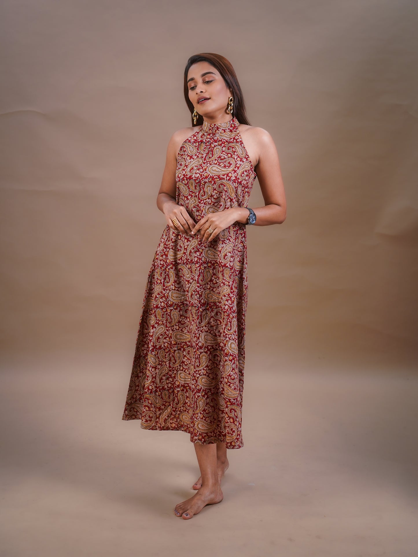 The Valencia Cotton Halter Neck Dress