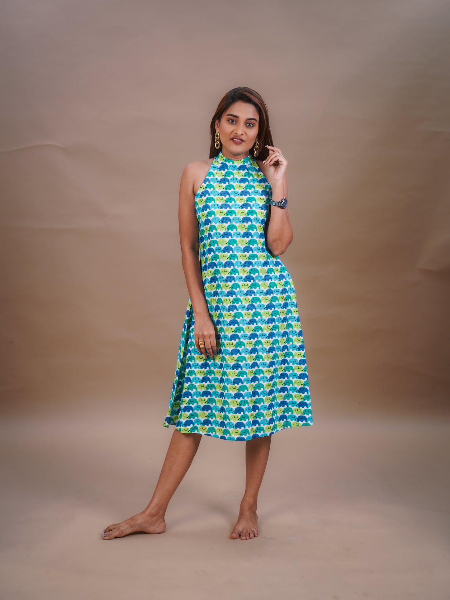 The Valencia Cotton Halter Neck Dress
