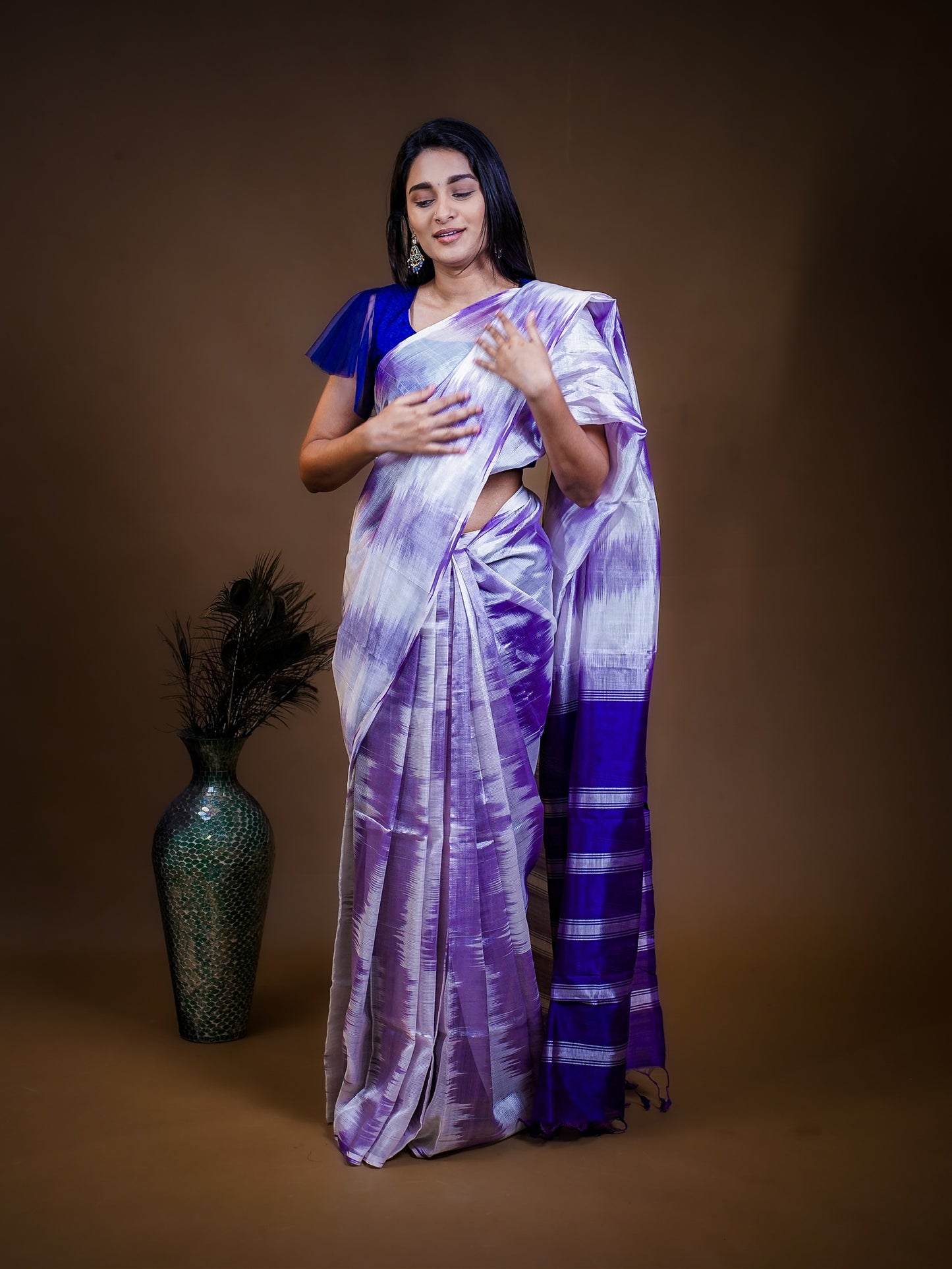 Mangalagiri Silk Cotton Saree with Pochamballi Design