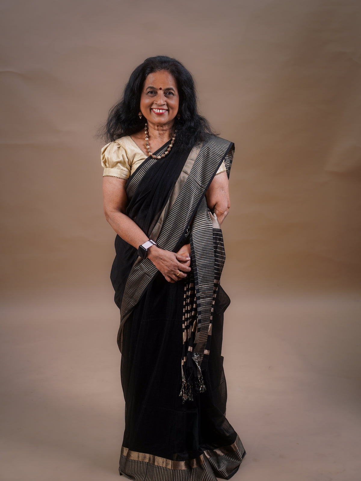 Maheswari Pure Silk Cotton Saree Black