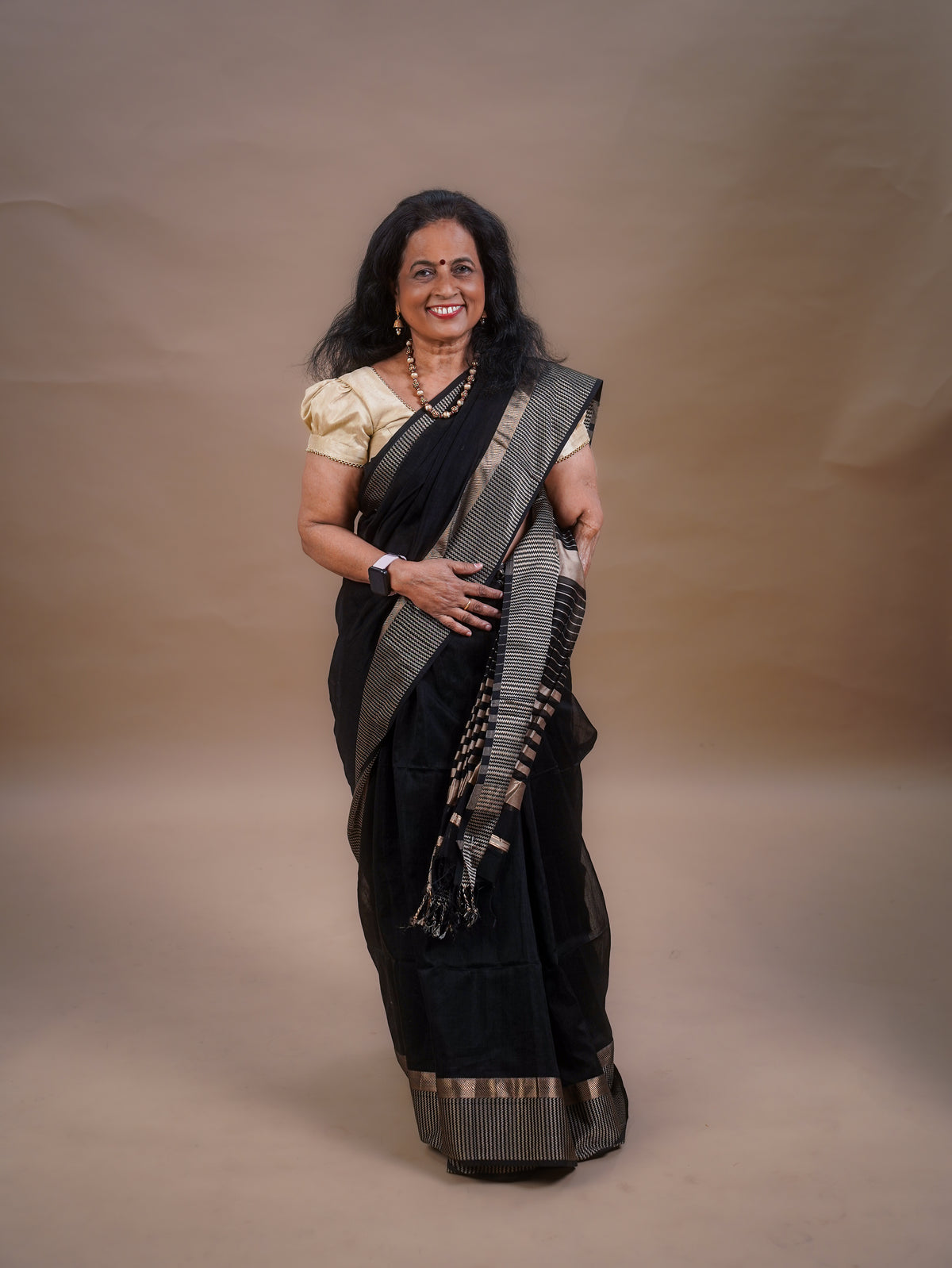 Maheswari Pure Silk Cotton Saree Black