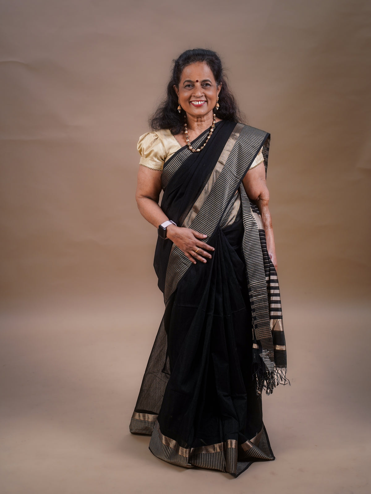 Maheswari Pure Silk Cotton Saree Black