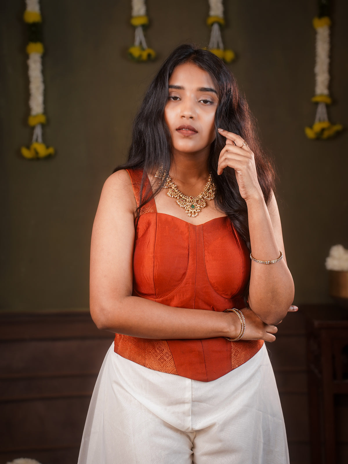 Festive Corsets with cream pant sleeveless