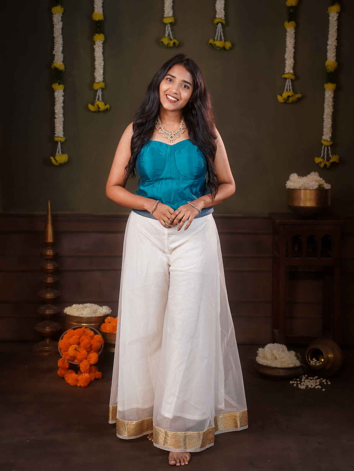 Festive Corsets with cream pant sleeveless