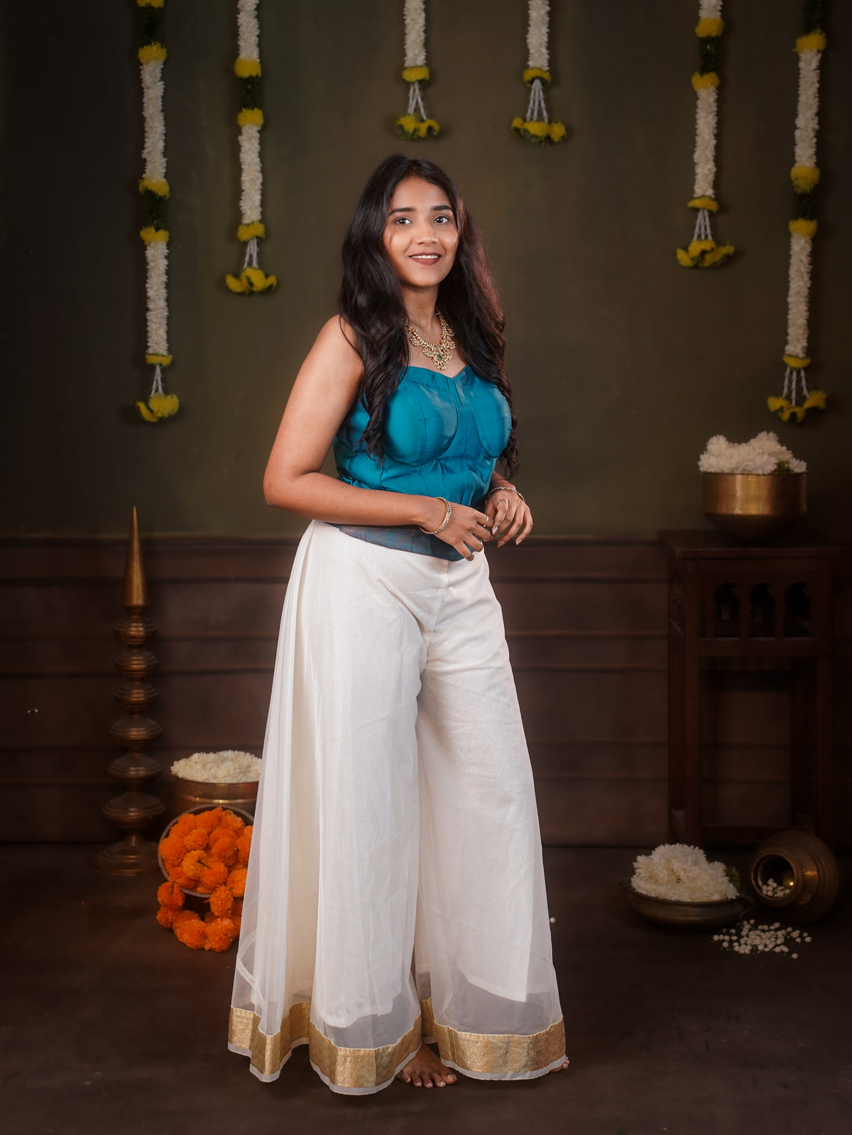 Festive Corsets with cream pant sleeveless