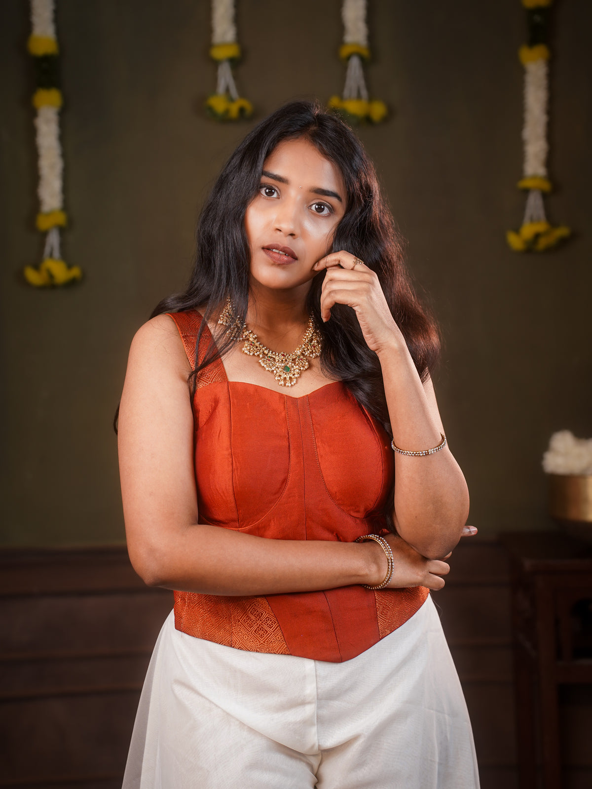 Festive Corsets with cream pant sleeveless