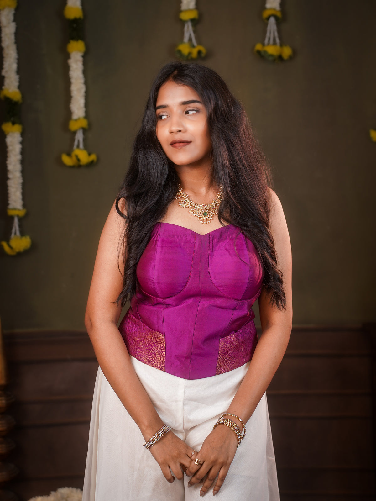 Festive Corsets with cream pant sleeveless